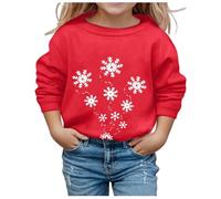 Générique Déguisement Noel Pull Enfant Fille Manches Longues Round Neck Décontracté sans Capuche Imprimé Noël Automne Hiver Doublé Polaire pour Grandes Filles Confortable Pull Fille 12 Ans