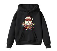 Générique Déguisement Noel Pull Fille 12 Ans Manches Longues Sweat À Capuche Décontracté Imprimé Père Noël Lunettes Cœur Noël pour Enfants Mignon Loose Fit Vêtement Fille 12 Ans