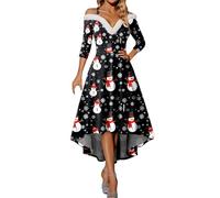 Générique Deguisement Noel Robe Étoile De Noël Verte Longue Soirée Satin Brillant Tenue Réception Broderie Festonne Joyeuses Fêtes Femme Chic Père Féminine Pailletée Réveillon Nœud Papillon Femm