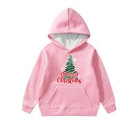Générique Déguisement Noel Sweat Fille Manches Longues Sweat À Capuche Décontracté Imprimé Arbre Noël avec Nœud Papillon pour Filles Mignon Loose Fit Vêtement Fille 12 Ans