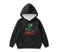 Générique Déguisement Noel Sweat Fille Manches Longues Sweat À Capuche Décontracté Imprimé Arbre Noël avec Nœud Papillon pour Filles Mignon Loose Fit Vêtement Fille 12 Ans