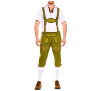 Générique DéGuisement Oktoberfest Homme, Costume D'Halloween Pantalon Traditionnel, Chemise, Chapeau Lederhosen Oktoberfest Deguisement Bavaroise Taille M, L, XL, XXL |