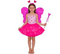 Générique Deguisement Papillon pour Fille Lumineuse Fée Costume avec Tutu Ailes Papillon Bandeau Baguette Magique Classique Papillon Cosplay Déguisement pour Carnaval Festival Fête
