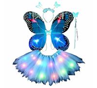 Générique Deguisement Papillon pour Fille Papillon Costume de Fée avec Tutu Ailes Papillons Bandeau Baguette Magique Lumineuse Papillons Déguisement pour Carnaval Festival Fête Cosplay