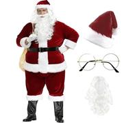 Générique Deguisement Pere Noel Adulte Costume PèRe NoëL Grande Taille Pantalon à Bande éLastique,Ensemble De FêTe De NoëL,Cosplay Tenue Fête pour Noël et Célébrations en Famille