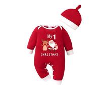 Générique Deguisement Pere Noel Bebe Combinaison Enfants Ensemble De Naissance Pour Bébé Fille Body Noël Veste Pantalon Chapeau Chaussettes Père Costume Tenue (2#Rouge,12-18 mois)