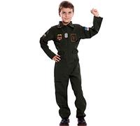 Generique - Déguisement pilote d'avion de chasse enfant - Vert - 7 à 9 ans (122-138 cm)