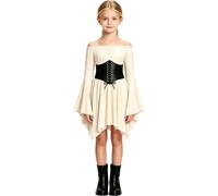 Générique Deguisement Pirate Fille Ensemble 2Pcs MéDiéVal Robe Renaissance Ensemble De Costume Pirate Avec Blouse à ÉPaules DéNudéEs Et Corset DéGuisement Pirates Pour Carnaval Halloween Cosplay