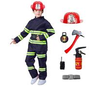 Générique Deguisement Pompier Enfant Chef des Pompiers avec Accessoires pour Halloween Carnaval Noël, L'éducation aux Exercices D'Incendie Cosplay Jeu de Rôle Jouets Déguisement Pompier 1-16 Ans
