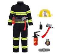Générique DéGuisement Pompier Enfant Costume De Pompier Pour Enfants Deguisement Chef Des Pompiers Avec 8 Pcs Accessoires Pour Halloween Carnaval NoëL, L'éDucation Aux Exercices D'Incendie Cosplay