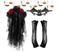 Générique Déguisement Pour Le Jour Des Morts - Ensemble de Vêtements | Costumes avec un Voile en Dentelle - Pour Femmes Adultes Visage De Mariée Halloween Cosplay Soirée Masquée Représentation