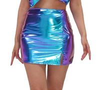 Générique Déguisement Princesse Femme avec Haut Brillant Faux Corps Mini Jupe Fente Côté Club Stretch Zip Ligne A pour Soirées Robe Gothique Femme Sexy