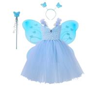 Générique Deguisement Princesse Fille,Robe Enfant de Princesse, Costume Princesse avec Accessoires de Baguette Magique Princesse 1 jupe+ 1 couvre-chef + 1 canne de marche + 1 ailes