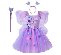 Générique Deguisement Princesse Fille,Robe Enfant de Princesse, Costume Princesse avec Accessoires de Baguette Magique Princesse 1 jupe+ 1 couvre-chef + 1 canne de marche + 1 ailes