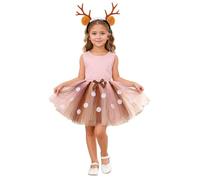 Générique Deguisement Renne Pour Enfant Fille Deguisement Animaux Enfant, Serre-TêTe Renne Avec Tutu, Ensemble De Costume Animaux Pour Anniversaire, Halloween, Carnaval Cosplay