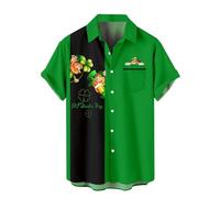 Générique Déguisement Saint Patrick Homme St Patrick Matching Shirt Chemises Impression Shamrock des Lettres Chemise Été T-Shirt Homme À Manches Courtes Saint-Patrick Fête Déguisement