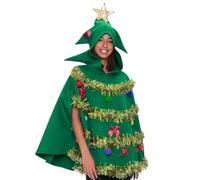 Générique Déguisement Sapin De Noël Adulte Costume Arbre de Noël Amusant Décorations Étoile Dorée Déguisement pour Fêtes Carnaval Soirée Festive Accessoires Noël Adulte