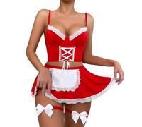 Générique Deguisement Sexy Robe Costume Noël Tenue De Pour Femmes Costumes Déguisement Noel Ensemble Père Nuisette Christmas Homme Vêtements Adultes Femme Mere Dentelle Drôle Lingerie Attire
