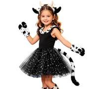 Générique Déguisement Vache Pour Enfant | Set De Vêtements Fille Avec Serre-Tête Queue Et Gants Vache - Robe Tutu,pour événements scolaires, mascarades, carnaval, cosplay, fêtes et concerts