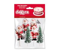 Dekora Design Kit de décoration Bûche de Noël 3 à 6 cm – 6 décors Sapins et Père Noël Rouge