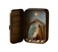 Générique Delicate Sea Glass Nativity Scene | Mini Christmas Nativity Set in A Tin Box, Handcrafted Religious with Sea Glass, Coastal Christmas Decor & Faith for Christian/Oceans Lovers