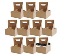Générique Delivery Drink Carrier, 10X Cup Holder Tray, Sturdy Cardboard Box, Beverage Transport Organizer, Ideal for Food Pickup, Bottle Handling, Takeout Service, Cafe, Restaurant Supply