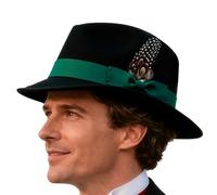 Générique Deluxe Oktoberfest - Chapeau Allemand Marron | Chapeaux Bavarois, Chapeau Bavarois Fedora Avec Plume, Taille - Idéal Pour Accessoire De Déguisement, Oktoberfest, Tenue De Livre Du Monde,