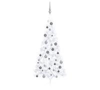 Générique Demi-Arbre de Noël Artificiel pré-éclairé et Boules Blanc 180cm,Sapins de noël,3.11KG-3077656