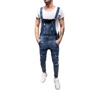 Générique Denim Dungarees Overalls Jeans Salopette Hommes Slim Pantalons (FR/ES, Alpha/lettres, L, Taille normale, Taille normale, Bleu)