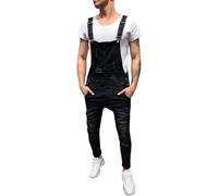 Générique Denim Dungarees Overalls Jeans Salopette Hommes Slim Pantalons (FR/ES, Alpha/lettres, M, Taille normale, Taille normale, Noir)