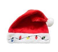 Générique Dentelle de Noël en peluche LED allume le chapeau de Noël en peluche brodé de haute qualité Bonnet Piscine Enfant Tissu (Red, One Size)