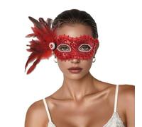 Générique Dentelle Masquerade Masque Femmes Demi-Masque Mystère Noir Vénitien Masques En Papier À Peindre Mascarade Couple De Carnaval Femme Pour Déguisement Bal Maquillage Cadeau(Rouge)