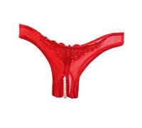 Générique Dentelle Ouvert Culotte Strings et sous-Vêtements Dessous Érotique Porte Jarretelle Femme Body Ouvert À l'entrejambe Culottes Tenu Sexy Femme Hot Érotique (Red, One Size)