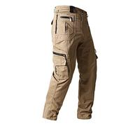 Générique des Pantalons pour Tous Les Jours Travail Droit Multi-Poches Boutonné De Couleur Unie Vetement Elastique Baggy Chino Coton Sportswear Classique Golf Survetement(02Jaune,XXL)