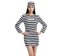Générique des prisonniers, tenue des détenus, respirant à rayures blanc noir 27,55 pouces, de cosplay pour Halloween, Noël, fêtes médiévales, événements sur le thème, costumes de couple,