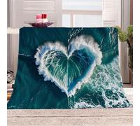 Générique des Vagues en Forme De Cœur Manta de franela 3D Suave - Cubre Sofá/Cama 270x230 cm,Nature Et Amour Estampado 3D Ultrarealista,Polar Caliente,Lavable,Hogar/Dormitorio