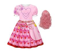 Générique Descendants4 Costume pour Filles Robe avec Perruque, Costume Halloween Cosplay Filles Déguisement Fête D'anniversaire Princesse Habiller Tenue