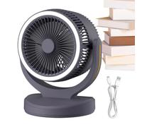 Générique Desk Fan - 25x22x18cm USB Rechargeable LED Quiet Table Fan