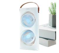 Générique Desk Fan, 3 Speeds Desktop Cooling Electric Fan with Double-Head, 1200mAh Rechargeable Tabletop Air Cooler, Compact Battery Operated Device for Hot Weather, Dormitory, School