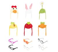 Générique Desk Geese Outfits, 6-Piece Knitted Hat & Sunglasses Set, 5.91x3.94 inches Heavy Duty Fun Seasonal Decor for 7-Inch Figurines, Shelf Mantel Bedroom Living Room Centerpiece Accessories
