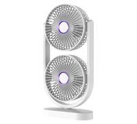 Générique Desktop Fan - 17.5x8.2x36cm Double Head Quiet Rechargeable Fan, Personal Cooling Tabletop Fans With Three Speed Adjustable Head Control For Bedroom