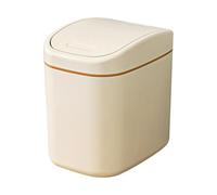 Générique Desktop Trash Bin, Small Table Wastebasket, Lid Closure Design, Multi-Functional Organizer, Home Workplace Cleaning Use, 6.3x4.41x6.5 Inches, White Cream Color, 1 Piece