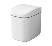 Générique Desktop Trash Bin, Small Table Wastebasket, Lid Closure Design, Multi-Functional Organizer, Home Workplace Cleaning Use, 6.3x4.41x6.5 Inches, White Cream Color, 1 Piece