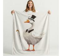 Générique Dessin animé Blanc Gris Couverture Moelleuse Microfibre Literie Doux Mignon Oie Couverture Respirante Anti-Bouloche pour Foyers Familles Enfants 150cm x 180cm