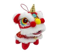 Générique Dessin animé Danse du Lion Porte-clés Lion Éveillé Année du Cheval Pendentif Style Chinois en Peluche Jouet Poupée Sac Chinois Suspendu Cadeau pour Le Nouvel an