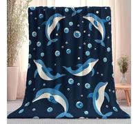 Générique Dessin Animé Dauphin Bulle Couverture Flanelle, Douce pour Voyager Lit Ou Canapé - Bleu FoncéCouverture Polaire pour Enfants Adultes 220 x 240 cm