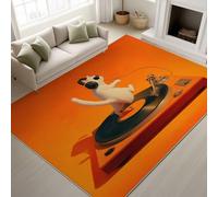 Générique Dessin Animé Disque Écouteurs Chats Blancs Tapis de Cuisine imprimé Tapis - 50 x 150 cm, Orange Tapiss avec Tapis antidérapant Magique intégré, Lavable entrée Devant Chambre Salon
