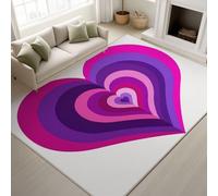 Générique Dessin Animé en Forme De Cœur Amour Tapiss de en Forme De Cœur Amour Doux Tapis Imprimé Tapis Lavable 80 x 120 cm, Tapis de Antidérapant pour Chambre Salle à Manger Bureau, Violet Blanc