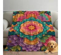 Générique Dessin animé Multicolore Couverture Moelleuse Microfibre Literie Symétrie Exquis Floral Couverture Respirante Anti-Bouloche pour Foyers Familles Enfants 150cm x 180cm