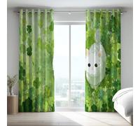 Générique Dessin Animé Rideau Occultant Anti-Bruit Rouge Blanc Anime Architecture Renard bloquant la Chaleur à œillets Microfibre Idéal pour Chambre et Salon 132x214 CM (2 Panneaux)